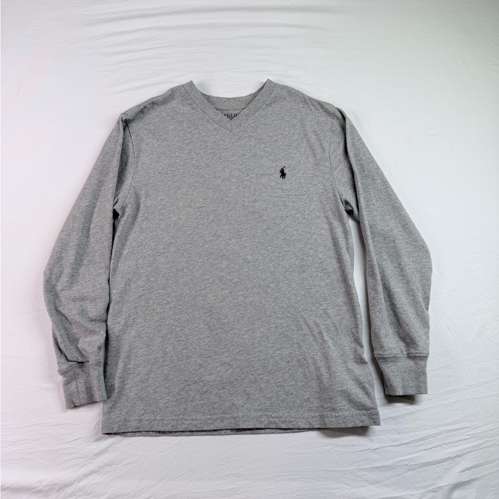 Polo by Ralph Lauren Gray Long Sleeve V-Neck Shirt